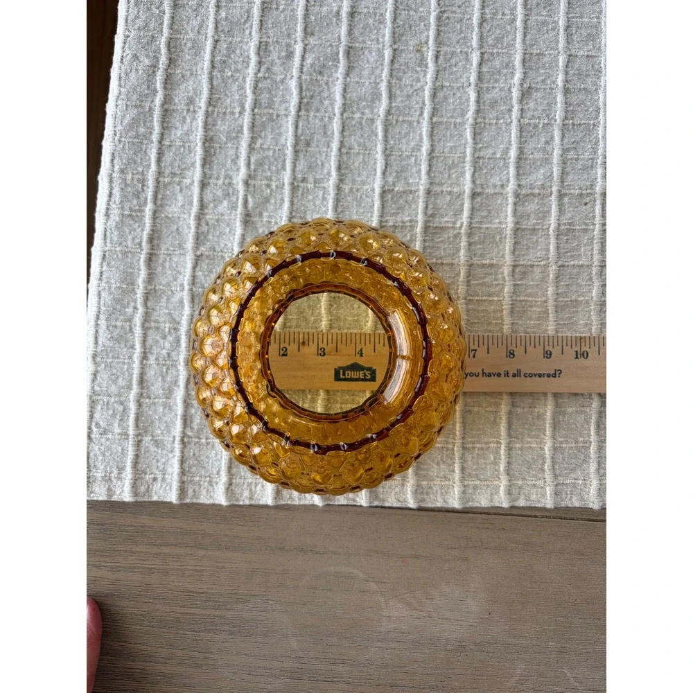 amber vintage lampshade Quilted Diamond Pattern w/ Beaded Collar 7